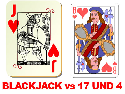 unterschiedliche Karten bei Blackjack und 17 und 4