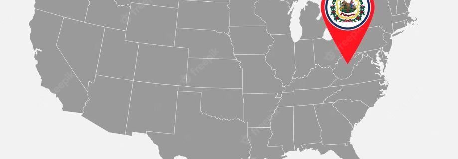 USA Karte mit dem Logo von West-Virginia